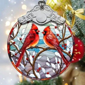 Red Bird Christmas Ornament Decor, Cardinal Christmas Tree Ornament, Red Bird Gifts, Cardinal Decor Holiday Decorations and Xmas Gifts Ideas