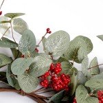 18 Inch Red Berry Eucalyptus Christmas Wreath