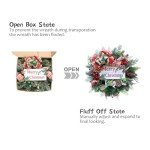 Bibelot 18inch Mesh Chrimas Day Wreath 18inch Artificial Winter Berries Wreaths with Merry Christmas Sign for Indoor/Door Decor, Wreaths for Christmas and Winter Decor