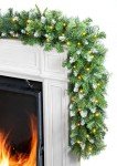 Jin&Bao 9FT Christmas Garland with Lights 100 LED Prelit Pine Needle, Real-Like Tips and Snow Branches Garland Christmas Decorations with Timer 8 Modes for Mantle Stairs Door Outdoor Decor