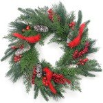 Christmas Wreath, 24" Cardinals Christmas Wreaths for Front Door, Christmas Door Decorations Cardinals Gifts, New Year Christams Gifts