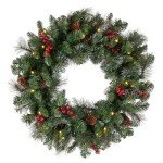 Pre-Lit Artificial Christmas Wreath with Pine Cones