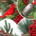 Christmas Wreath, 24" Cardinals Christmas Wreaths for Front Door, Christmas Door Decorations Cardinals Gifts, New Year Christams Gifts