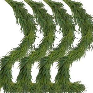 4 Pcs Artificial Norfolk Pine Garlands Christmas, 6 FT Dense Real Touch Winter Pine Garland Ornament, Green Artificial Greenery Garland for Table, Mantle, Wall, Indoor, Outdoor Christmas Decorations
