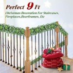 Jin&Bao 9FT Christmas Garland with Lights 100 LED Prelit Pine Needle, Real-Like Tips and Snow Branches Garland Christmas Decorations with Timer 8 Modes for Mantle Stairs Door Outdoor Decor