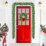 Jin&Bao 9FT Christmas Garland with Lights 100 LED Prelit Pine Needle, Real-Like Tips and Snow Branches Garland Christmas Decorations with Timer 8 Modes for Mantle Stairs Door Outdoor Decor