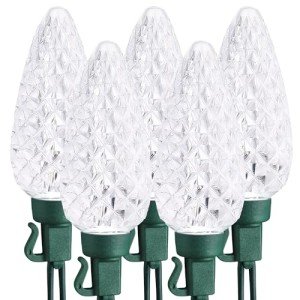 Brizled White Christmas Lights White, 33ft 50 LED C9 Christmas Lights String, Connectable Outdoor Xmas Lights, 120V UL Certified Tree Lights for Indoor Outdoor Christmas, Garden, Holiday, Yard, Party