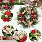 Soosubel Christmas Wreaths for Front Door Outside, 20" Artificial Winters Wreath with Christmas Ball, Xmas for Wreath for Home Decor Holiday Party