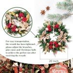 Soosubel Christmas Wreaths for Front Door Outside, 20" Artificial Winters Wreath with Christmas Ball, Xmas for Wreath for Home Decor Holiday Party