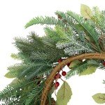 VGIA 20 Inch Christmas Wreath for Front Door Artificial Winter Wreath for Christmas Decor Xmas Wreath with Christmas Balls Pine Needles Pine Cone for Wall Window Holiday Decorations