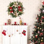 Soosubel Christmas Wreaths for Front Door Outside, 20" Artificial Winters Wreath with Christmas Ball, Xmas for Wreath for Home Decor Holiday Party