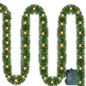 Pre-Lit 14.8 FT Christmas Garland with Lights