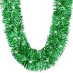 2 Pcs Christmas Tinsel Garland, 65.6 FT Shiny Green Tinsel Garland Christmas Decorations, Christmas Tree Garland Metallic Twisted Hanging Christmas Garland for Xmas Tree Party Indoor Outdoor Decor