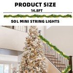 Pre-Lit 14.8 FT Christmas Garland with Lights