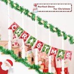 2 Pcs Christmas Tinsel Garland, 65.6 FT Shiny Green Tinsel Garland Christmas Decorations, Christmas Tree Garland Metallic Twisted Hanging Christmas Garland for Xmas Tree Party Indoor Outdoor Decor