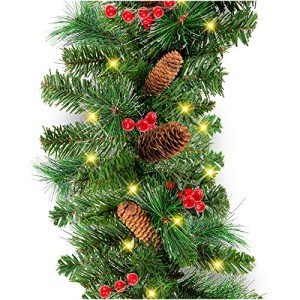 9ft Pre-Lit Christmas Garland with Pine Cones