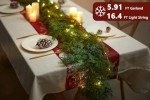 6FT Christmas Garland PARTY JOY Cedar Garland with 9.8FT LED Lights String, Greenery Plant for Christmas Decorations Table Mantle Background Wall Room Outdoor Indoor Winter Decoration