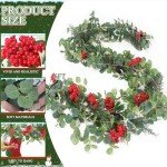 Christmas Garland,6FT Artificial Pine Cypress Garland Greenery Garland for Christmas Decorations,Eucalyptus Garland for Table,Mantle,Staires,Wall,Premium Indoor Outdoor Holiday Decor Leaf Garland