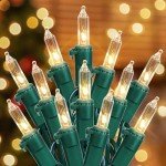 Hopolon 2-Pack 13ft 50-Count Warm White & Clear Green Christmas Lights - Connectable 120V UL Incandescent Mini Lights for Weddings, Bedrooms, Porches