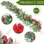 Christmas Garland,6FT Artificial Pine Cypress Garland Greenery Garland for Christmas Decorations,Eucalyptus Garland for Table,Mantle,Staires,Wall,Premium Indoor Outdoor Holiday Decor Leaf Garland