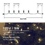 Hopolon 2-Pack 13ft 50-Count Warm White & Clear Green Christmas Lights - Connectable 120V UL Incandescent Mini Lights for Weddings, Bedrooms, Porches