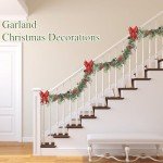 Christmas Garland,6FT Artificial Pine Cypress Garland Greenery Garland for Christmas Decorations,Eucalyptus Garland for Table,Mantle,Staires,Wall,Premium Indoor Outdoor Holiday Decor Leaf Garland