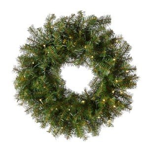 National Tree Company Pre-Lit Artificial Christmas Wreath, Green, Norwood Fir, White Lights, Christmas Collection, 24 Inches