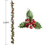 6FT Red Berry Christmas Garland for Holiday Decor