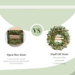 CIR OASES 22 Inch Christmas Wreaths for Front Door, Winter Spring Welcome Wreath with Red Berry Green Paper Leaves, Artificial Evergreen Natural Wreath for Indoor Outdoor Farmhouse Home Decor