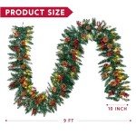 Joiedomi 9Ft Artificial Christmas Garland Prelit with LED Lights, 27 Pine Cones, 27 Red Berries for Home & Office Christmas Indoor and Outdoor Decorations (Battery Powered, Batteries not Included)