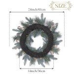 Valery Madelyn 20 Inch Pre-Lit Christmas Wreath for Front Door with Lights, Large Lighted Christmas Wreath with Champagne Gold Xmas Balls for Fireplace Window Outdoor Table Centerpiece Home Decoration