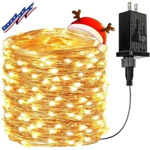 66Ft 200 LED Fairy Lights Plug in, Waterproof String Lights Outdoor 8 Modes Christmas Lights Bedroom Decor, Twinkle Lights for Girl's Room Garden Halloween Christmas Decorations (Warm White)