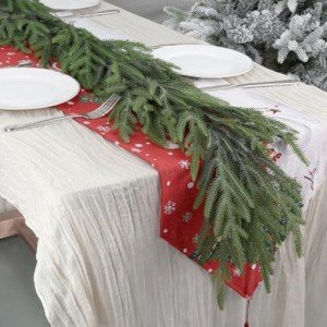 Artgar Pine Garland - 6Ft Christmas Garland - Pine Garland Realistic - Artificial Green Cedar Garland - Garland Christmas Decorations for Home Mantel Stairs Dining Table Christmas Decor (White-Green)
