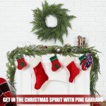 Artgar Pine Garland - 6Ft Christmas Garland - Pine Garland Realistic - Artificial Green Cedar Garland - Garland Christmas Decorations for Home Mantel Stairs Dining Table Christmas Decor (White-Green)