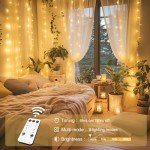 JMEXSUSS 300 LED Remote Control Christmas Curtain Lights, Plug in Fairy Curtain Lights Outdoor, Window Wall Hanging Curtain String Lights for Bedroom Backdrop Wedding Party Indoor Decor, Warm White