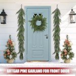 Artgar Pine Garland - 6Ft Christmas Garland - Pine Garland Realistic - Artificial Green Cedar Garland - Garland Christmas Decorations for Home Mantel Stairs Dining Table Christmas Decor (White-Green)