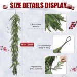 Artgar Pine Garland - 6Ft Christmas Garland - Pine Garland Realistic - Artificial Green Cedar Garland - Garland Christmas Decorations for Home Mantel Stairs Dining Table Christmas Decor (White-Green)