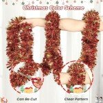 Alupssuc 6 Pieces Total 50 FT Christmas Tinsel Garland, Metallic Shiny Twist Garland Hanging Decorations for Christmas Party Indoor and Outdoor Decor, Red and Gold