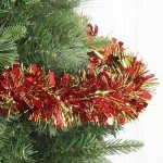 Alupssuc 6 Pieces Total 50 FT Christmas Tinsel Garland, Metallic Shiny Twist Garland Hanging Decorations for Christmas Party Indoor and Outdoor Decor, Red and Gold