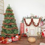 Alupssuc 6 Pieces Total 50 FT Christmas Tinsel Garland, Metallic Shiny Twist Garland Hanging Decorations for Christmas Party Indoor and Outdoor Decor, Red and Gold