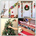 6FT Christmas Garland with Lights, 8 Light Modes Prelit Christmas Garland with 18 LED Lights Branches Berries Bells Snowflake Pine Cones for Window Fireplace Door Stairs Indoor Outdoor Decoration
