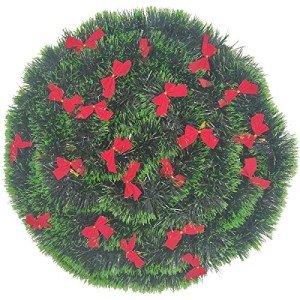 3Pcs x 8.2ft (Total:24.6ft) Christmas Tinsel Garlands with 24 Pcs Red Bows for Indoor and Outdoor Holiday Mardi Gras Xmas and Other Festivities Party Supply (Green)