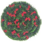3Pcs x 8.2ft (Total:24.6ft) Christmas Tinsel Garlands with 24 Pcs Red Bows for Indoor and Outdoor Holiday Mardi Gras Xmas and Other Festivities Party Supply (Green)