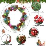 6FT Christmas Garland with Lights, 8 Light Modes Prelit Christmas Garland with 18 LED Lights Branches Berries Bells Snowflake Pine Cones for Window Fireplace Door Stairs Indoor Outdoor Decoration