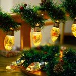 Christmas Garland with Lights, 8.2 FT Battery Operated Powerd 12 LED Bulb String Lights Pine Cones Red Berry Decorations Lighted Lit Prelit Indoor Outdoor Window Home Mantle Fireplace Table Xmas Decor