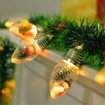 Christmas Garland with Lights, 8.2 FT Battery Operated Powerd 12 LED Bulb String Lights Pine Cones Red Berry Decorations Lighted Lit Prelit Indoor Outdoor Window Home Mantle Fireplace Table Xmas Decor