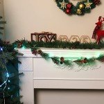 6FT Christmas Garland with Lights, 8 Light Modes Prelit Christmas Garland with 18 LED Lights Branches Berries Bells Snowflake Pine Cones for Window Fireplace Door Stairs Indoor Outdoor Decoration