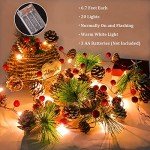 Christmas Garland with Lights, 7 FT 20 LED Red Berry Pinecone Garland Light with Xmas Tree, Durable Winter Berry Garland Christmas Decorations for Home Windows Fireplace Stairs