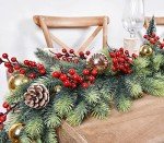 DearHouse Pine Christmas Garland,6Ft WinterArtificial Greenery Garland for Holiday Season Mantel Fireplace Table Runner Centerpiece Decor