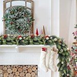 DearHouse Pine Christmas Garland,6Ft WinterArtificial Greenery Garland for Holiday Season Mantel Fireplace Table Runner Centerpiece Decor
